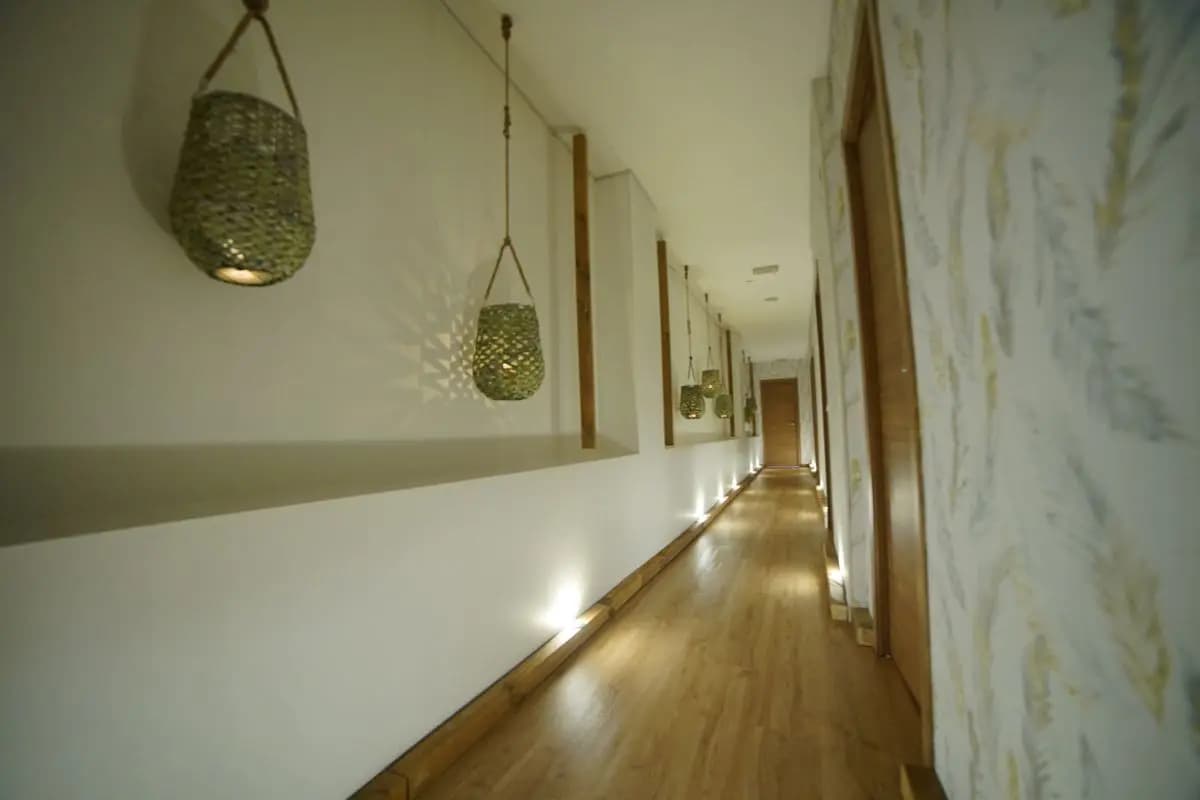 Private hallway with warm lighting
